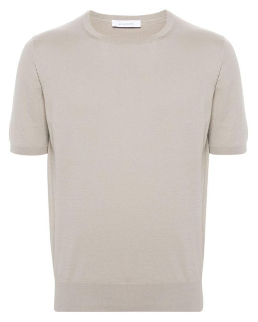 Fine-knit cotton T-shirt Cruciani de hombre de color White