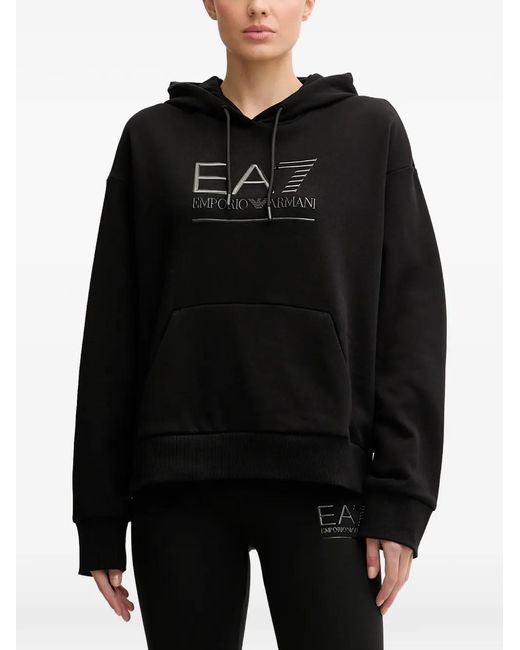 EA7 Black Hoodie À Logo
