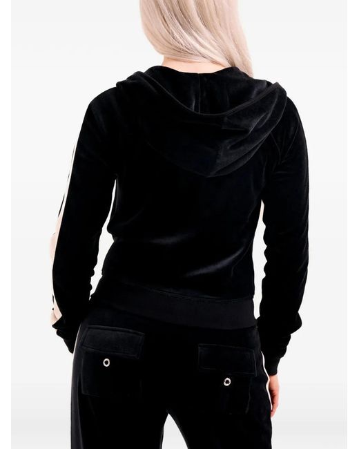 Juicy Couture Black Heritage Stripe-Detail Hoodie
