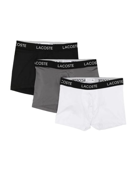 Lacoste Black Logo-Waistband Boxer Briefs (Set Of Three) for men