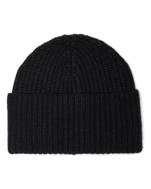 Brunello Cucinelli Black Cashmere Rib-Knit Beanie for men