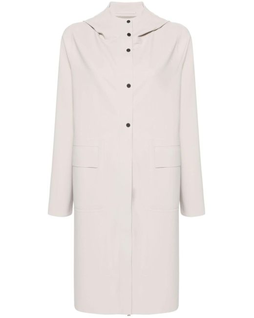 Herno White Hooded Single-breasted Coat