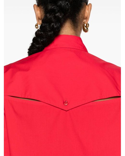 Pinko Red Cropped-Hemd aus Popeline