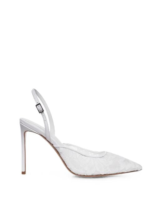 Ginissima White Ines Floral-Lace Slingback Pumps
