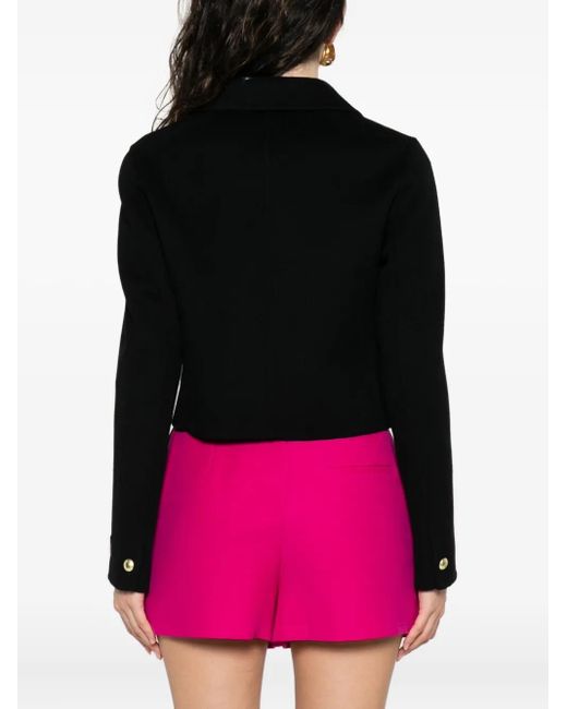 ERMANNO FIRENZE Black Detailed Buttoned Cropped Jacket