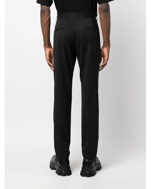 John Richmond Black Embellished Side-Stripe Tailored Trousers for men