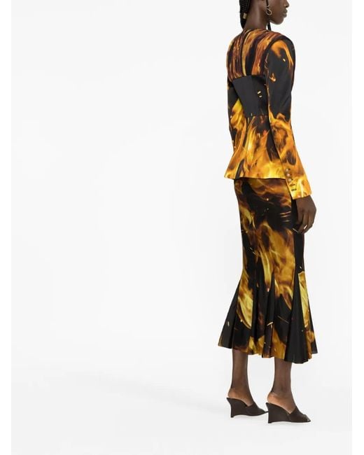 Balmain Black Fire-Print Collarless Blazer