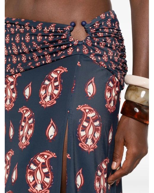 Johanna Ortiz White The Sun Paisley-Pattern Midi Skirt