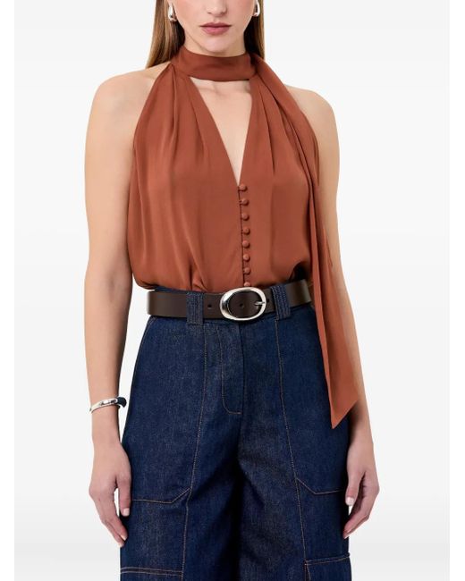 Nicholas Brown Sumira Neck-Tie Buttoned Top