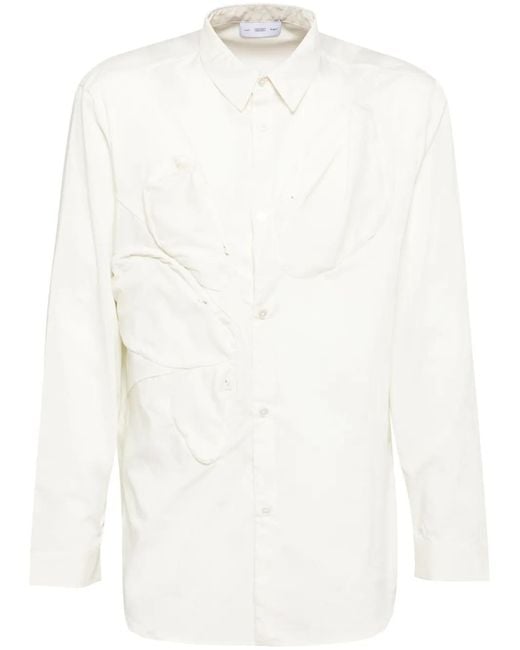 Post Archive Faction PAF White Paneled-Design Shirt for men