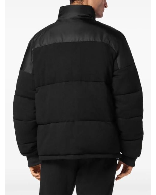 Philipp Plein Black Panelled Puffer Jacket for men