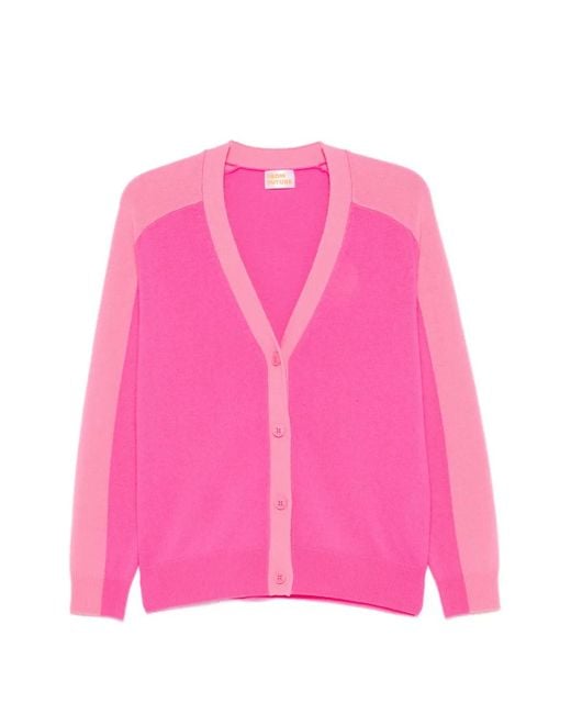 From Future Pink Cardigan Bicolore À Col V