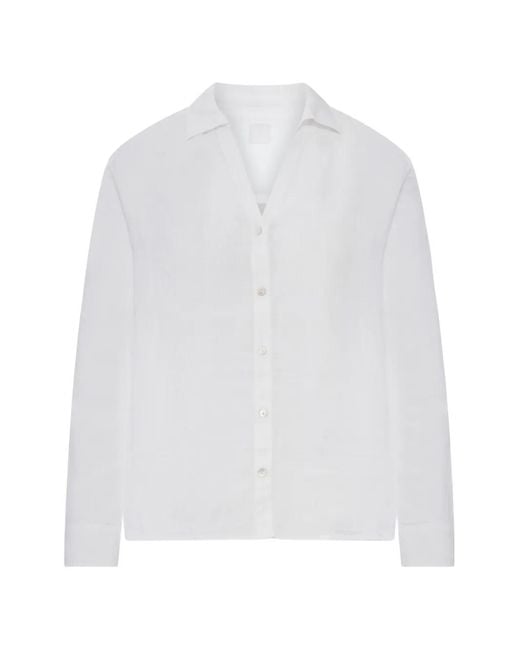 120% Lino White Long-Sleeve Linen Shirt