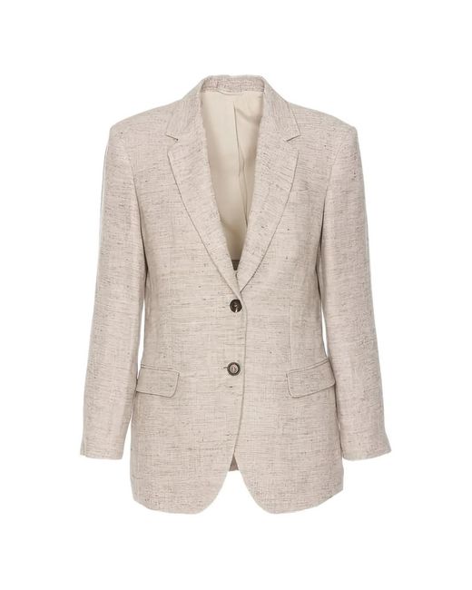 Brunello Cucinelli White Linen Tailored Blazer