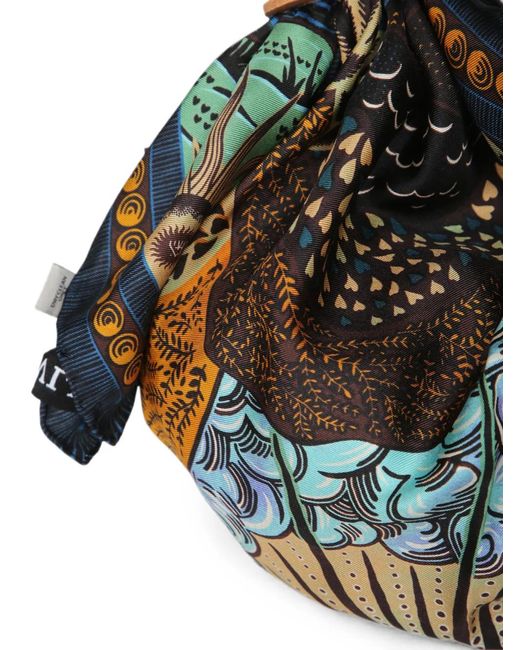 Atelier Vlisco Blue Graphic-Print Silk Backpack