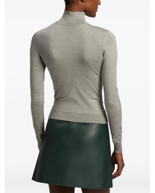 Ralph Lauren Gray Silk Long-Sleeve Top