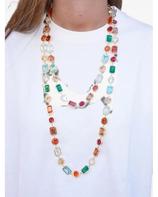 Izabel Display White Mega Cubic-Zirconia-Embellished Long Necklace