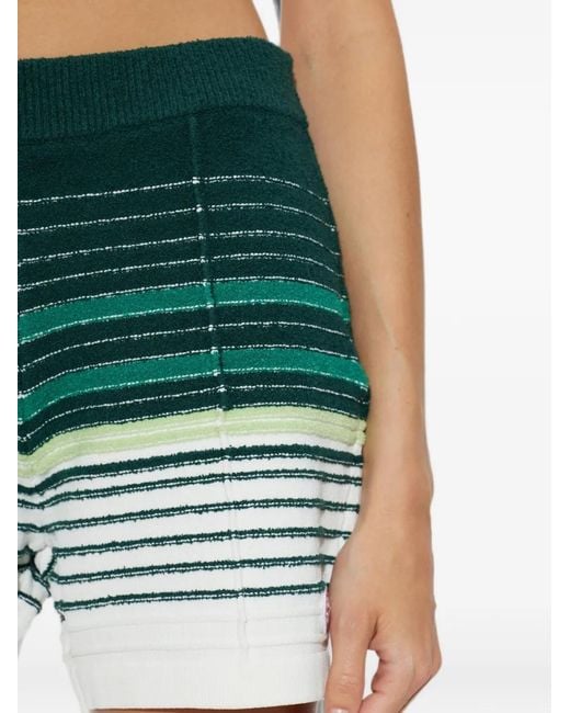 Casablanca Green Striped Bouclé Shorts