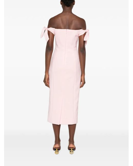 Carolina Herrera Pink Off-Shoulder Bow-Detail Midi Dress
