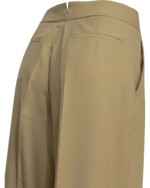 Sa Su Phi Natural Pleated Wide-Leg Trousers
