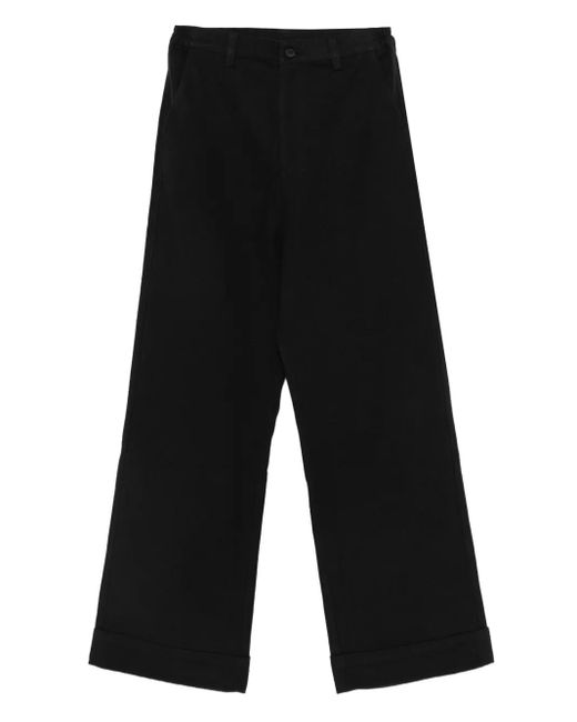 JOE CHIA Black Dooku Cuffed Straight Trousers for men