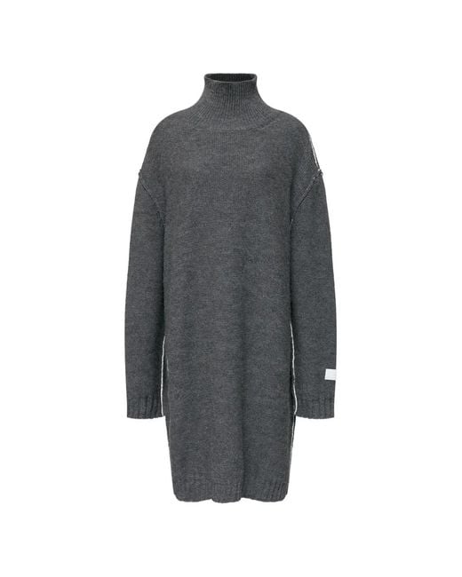 MM6 by Maison Margiela Gray High-Neck Knitted Midi Dress