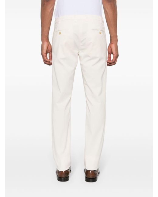 Canali White Pressed-crease Slim-fit Trousers for men