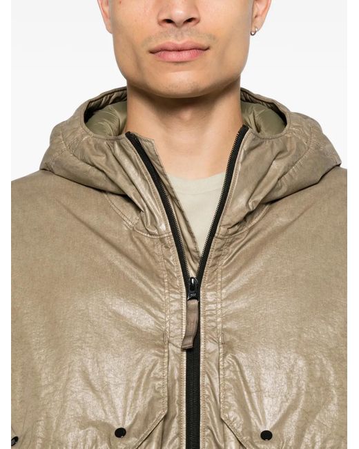 Stone Island Natural Logo-Patch Hooded Padded Jacket for men