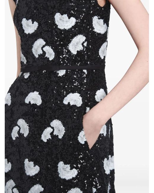 Giambattista Valli White Carnation-Print Sequined Maxi Dress