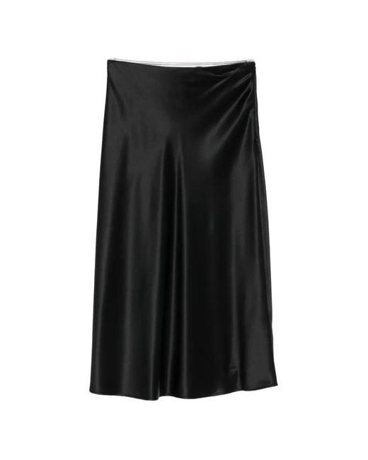 MAISON 123 Black Satin-Finish Odile Skirt