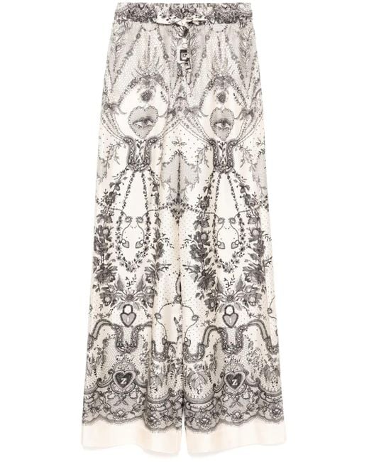 Zimmermann White Crush Silk Trousers