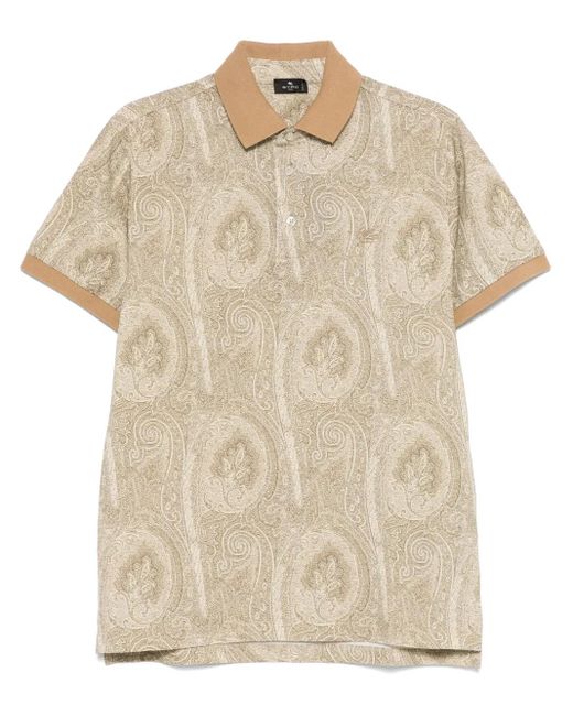 Etro メンズ ナチュラル ペイズリー ポロシャツ