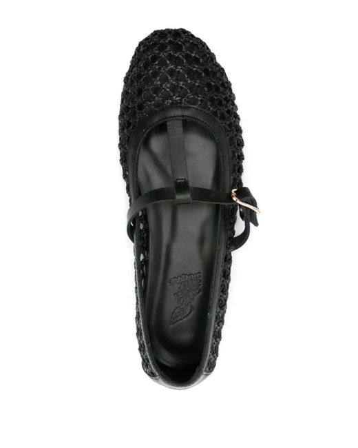 Ancient Greek Sandals Black Aerati Raffia Ballerinas