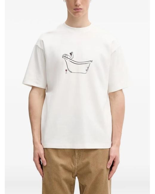 Drole de Monsieur White Graphic-Print T-Shirt for men