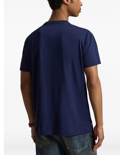 Polo Ralph Lauren Blue Logo-Print Flocked T-Shirt for men