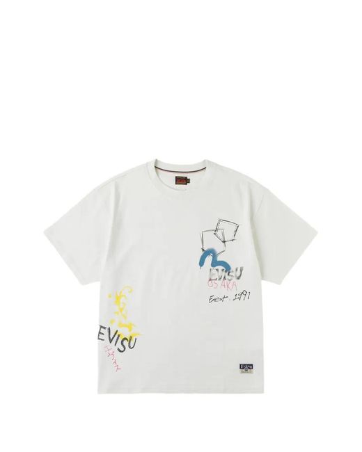 Evisu White Logo-Patch T-Shirt for men