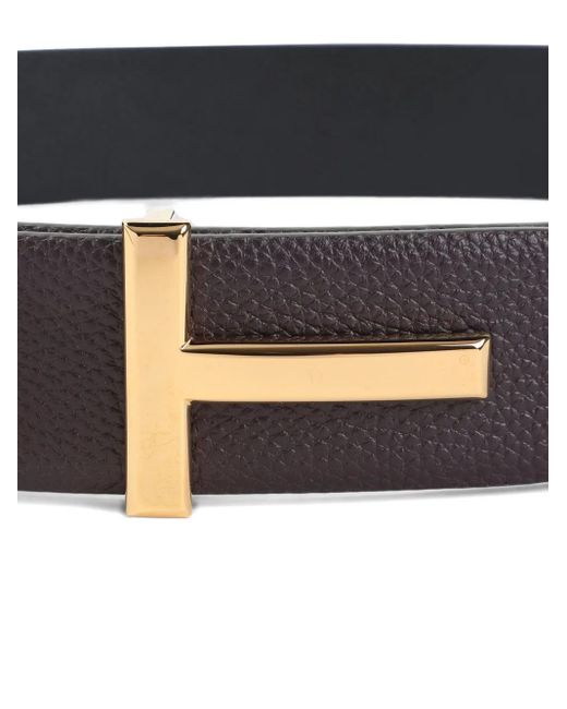 Tom Ford White Leather T-Buckle Belt for men