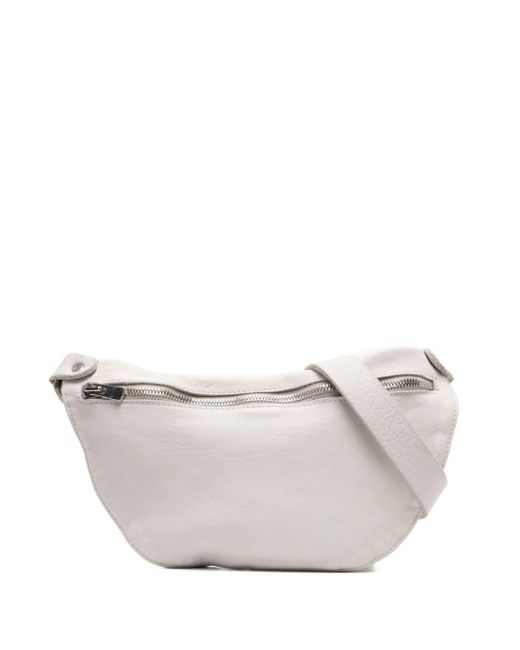 Guidi White Small Leather Belt Bag