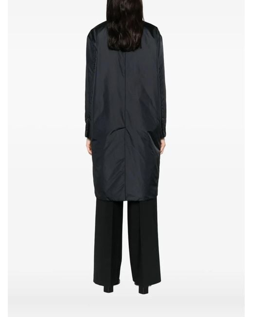 Aspesi Black Manteau Boutonné À Empiècements Matelassés