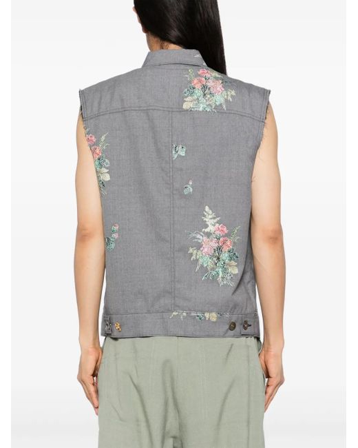 Bed J.w. Ford Gray Floral-Pattern Vest for men