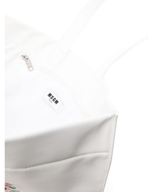 MSGM White Cats-printed Tote Bag