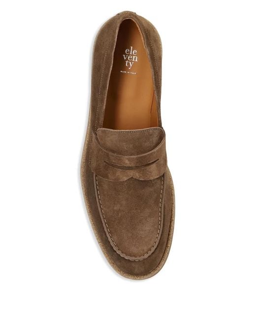 Eleventy Brown Suede Loafers for men
