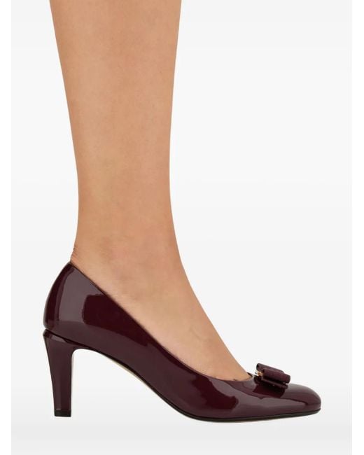 Ferragamo Brown 70Mm Vara Bow-Detail Pumps