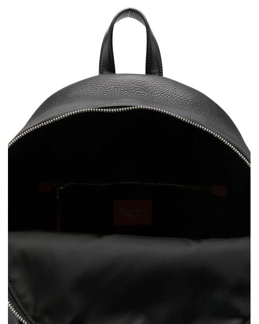 Santoni Black Leather Backpack for men