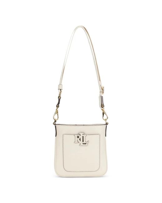 Ralph Lauren White Cameryn Logo-Plaque Leather Cross Body Bag