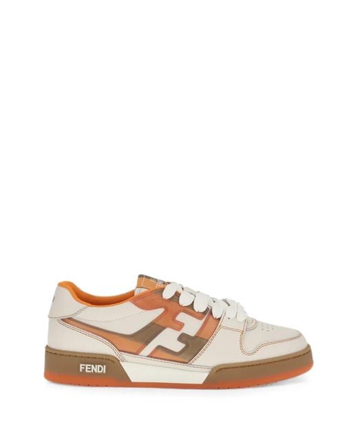 Fendi White Match Ff-Motif Sneakers for men
