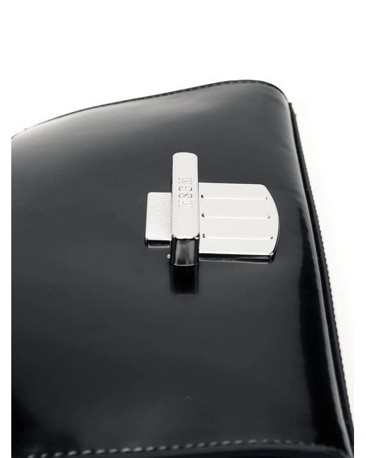 MSGM Black Brushed Faux Leather Crossbody Bag