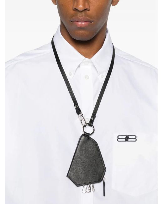 Balenciaga White Logo-Embroidered Long-Sleeve Shirt for men