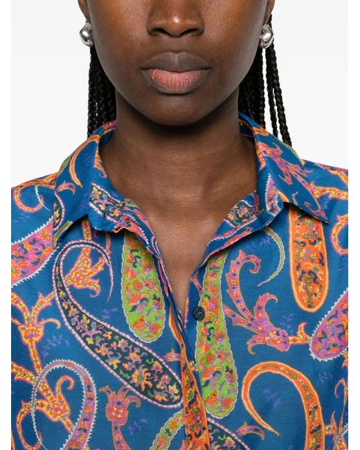 Etro Blue Paisley-Print Shirt