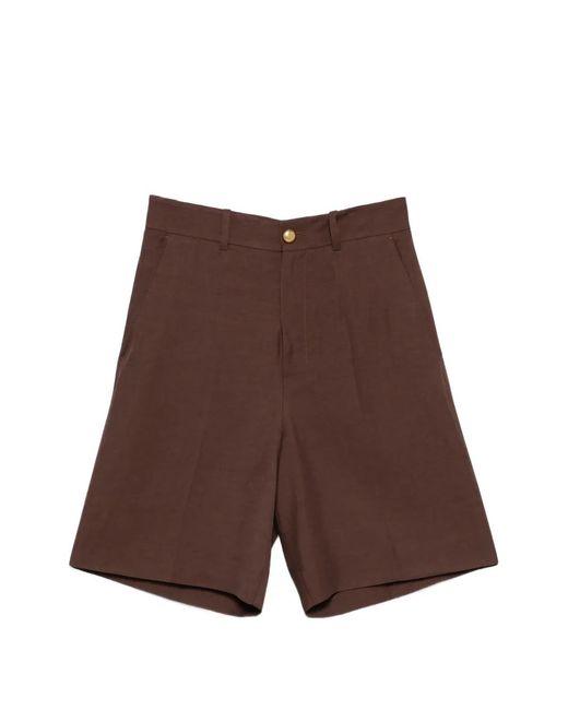 P.A.R.O.S.H. Brown Button Shorts